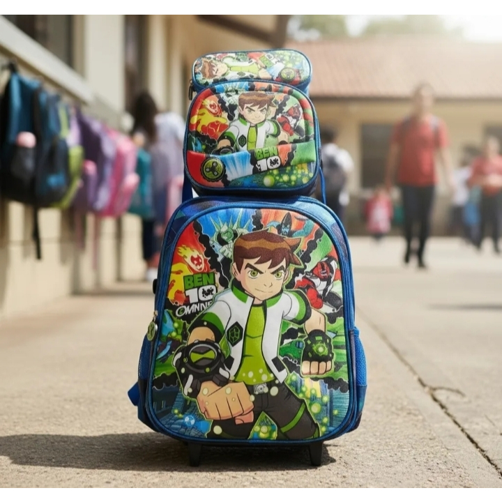 Kit Mochila Escolar Rodinha 3 Em 1 Infantil Ben 10  3d Alto Relevo Impermeável em Oferta na Shopee