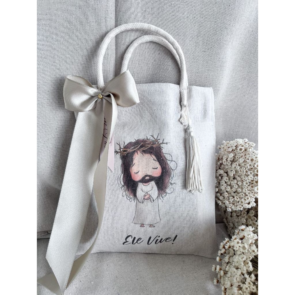 01 Sacolas Ecobag de Linho Coleção Páscoa Cristã Jesus em Oferta na Shopee