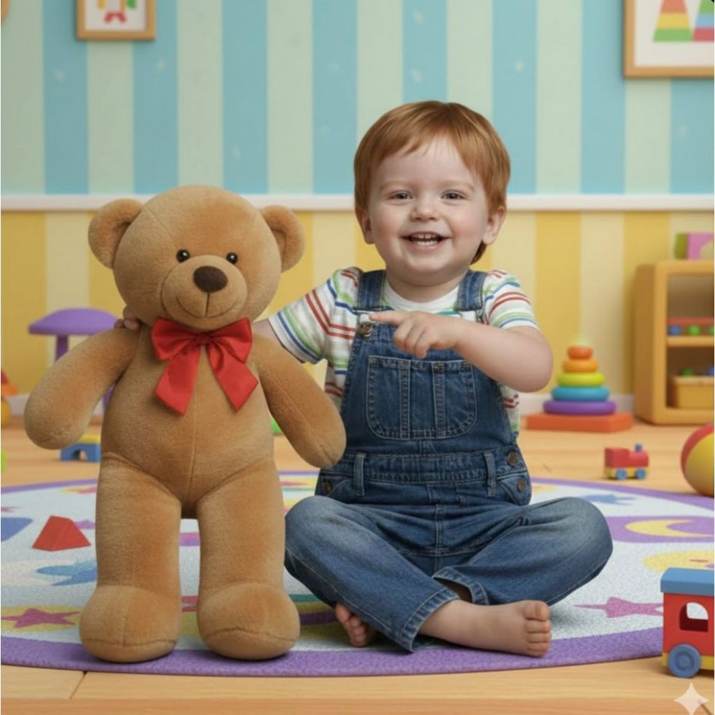 Urso De Pelúcia Teddy Fofinho Grande Com Laço 50cm - Doce De Leite Imediato em Oferta na Shopee
