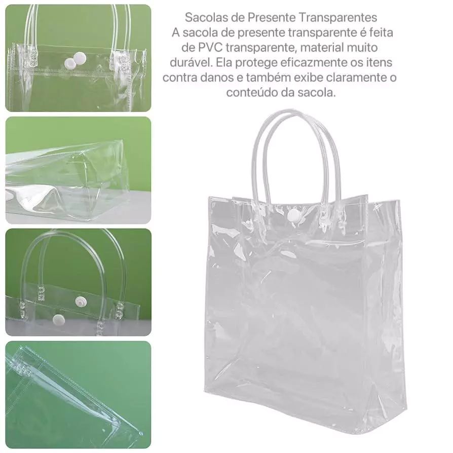 Sacola de PVC para Presente Transparente –kit1/2/5 unidades