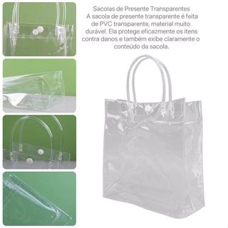 Sacola de PVC para Presente Transparente –kit1/2/5 unidades em Oferta na Shopee