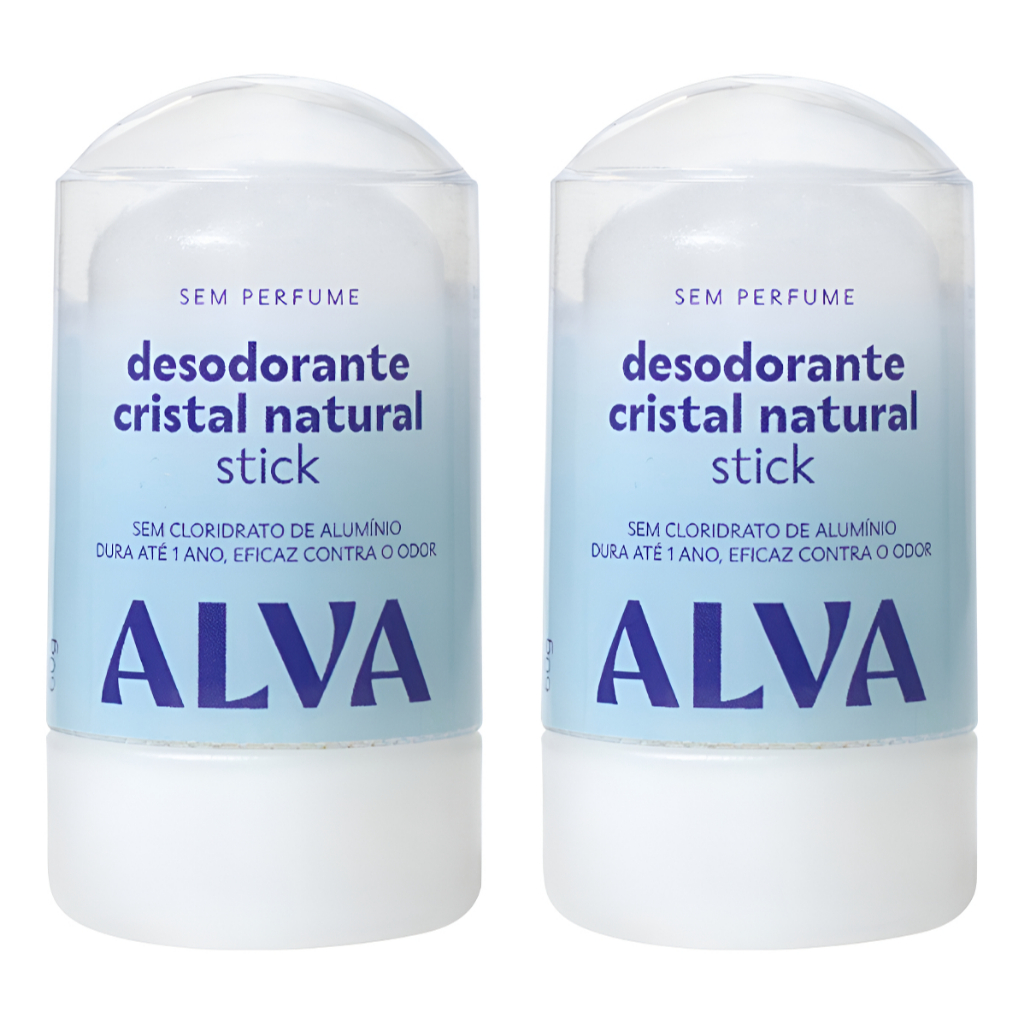 KIT Desodorante Em Pedra Cristal Stick Kristall Sensitive Sem Cheiro - Alva 60g 2 UNIDs