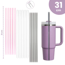 Kit Canudos Substituição Reutilizáveis 31cm Para Copo e Garrafa Térmica 1200ml 40oz Kit 2, 5 e 10 Un