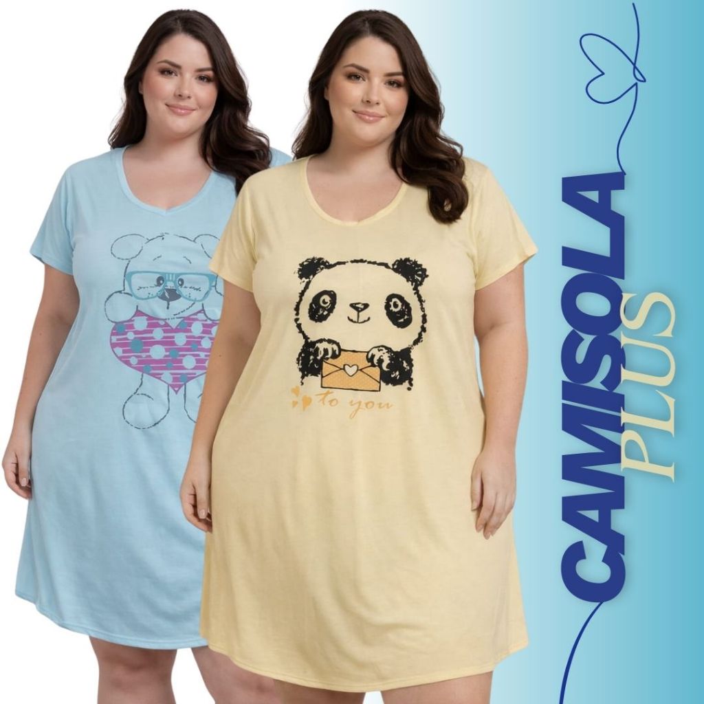 Camisola Plus Size Feminina G1 G2 G3 Grande Confortável Roupa de Dormir Pijama Novidade |200PL| Lançamento em Oferta na Shopee