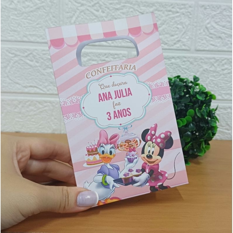Sacolinha Personalizada Minnie Confeiteira Margarida (PEGUE E MONTE) Sacolinha Surpresa Lembrancinhas Minnie e Margarida