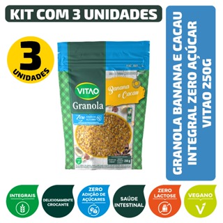 Kit Granola Banana e Cacau Integral Zero Açúcar Vitao 250G - 3 Unidades em Oferta na Shopee