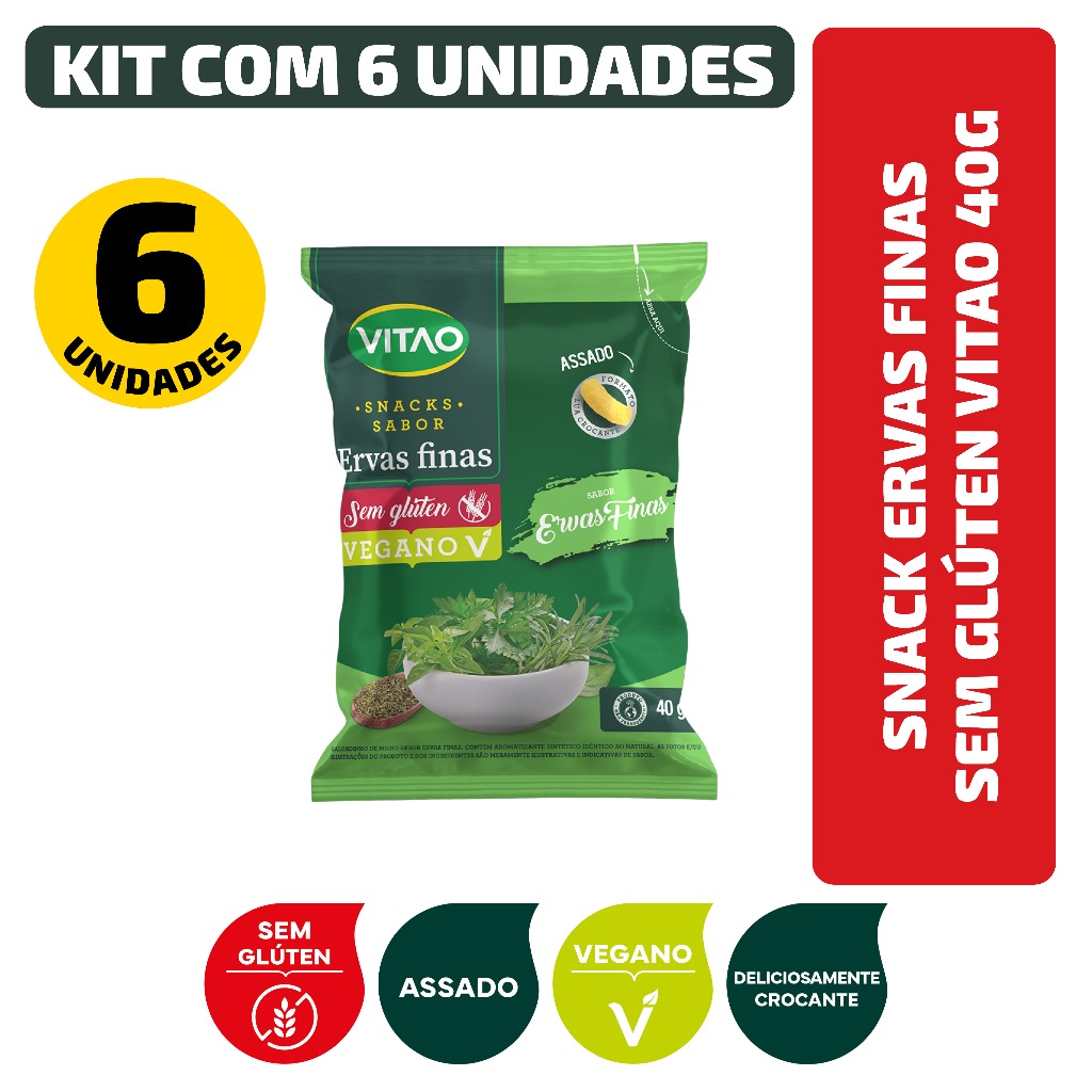 Kit Snack Ervas Finas Sem Glúten Vitao 40G - 6 Unidades