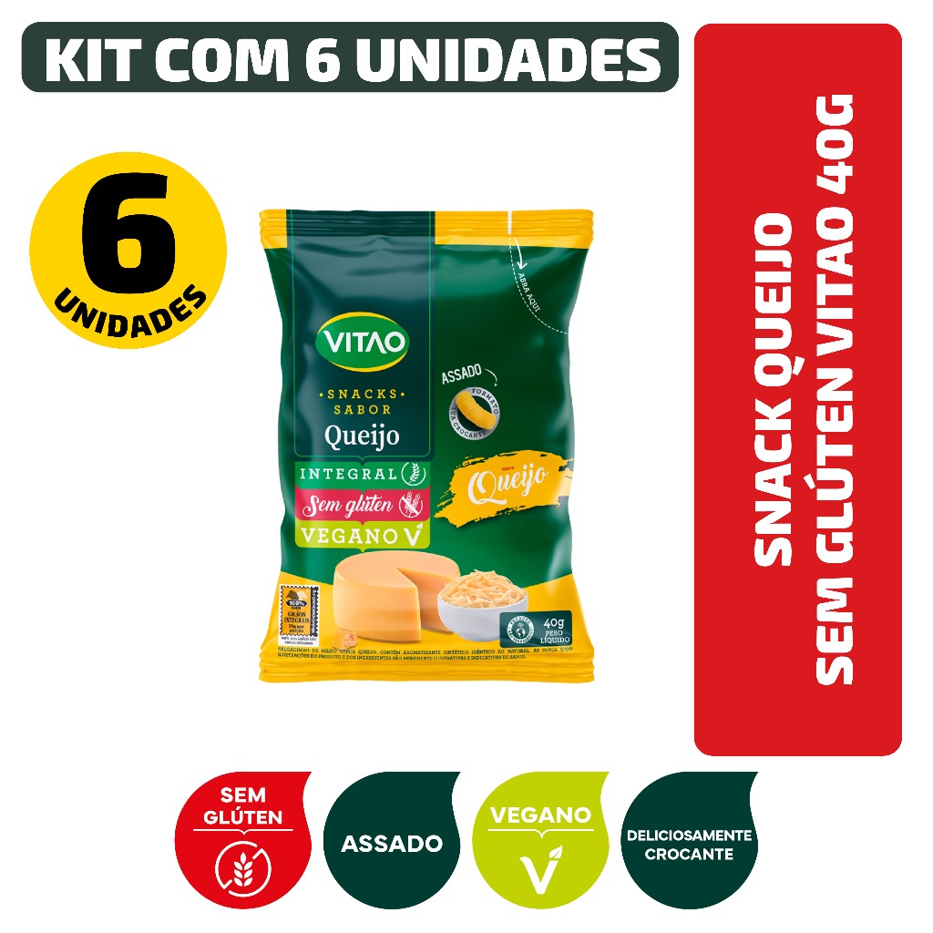 Kit Snack Queijo Sem Glúten Vitao 40G - 6 Unidades