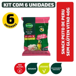Snack Peito De Peru Sem Glúten Vitao 40G - Kit 6 Unidades
