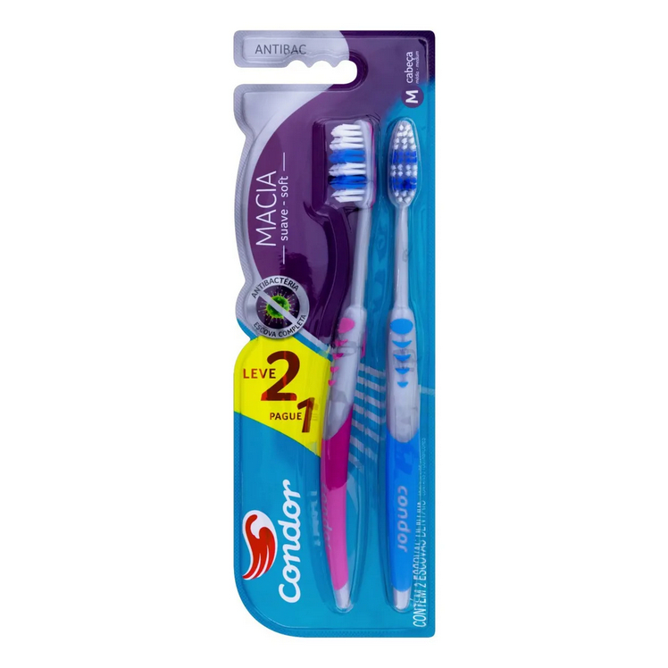 Escova de Dente Antibac, Cerdas Extramacias, Tecnologia Bac Block, Cerdas em Zigue-zague, Condor em Oferta na Shopee