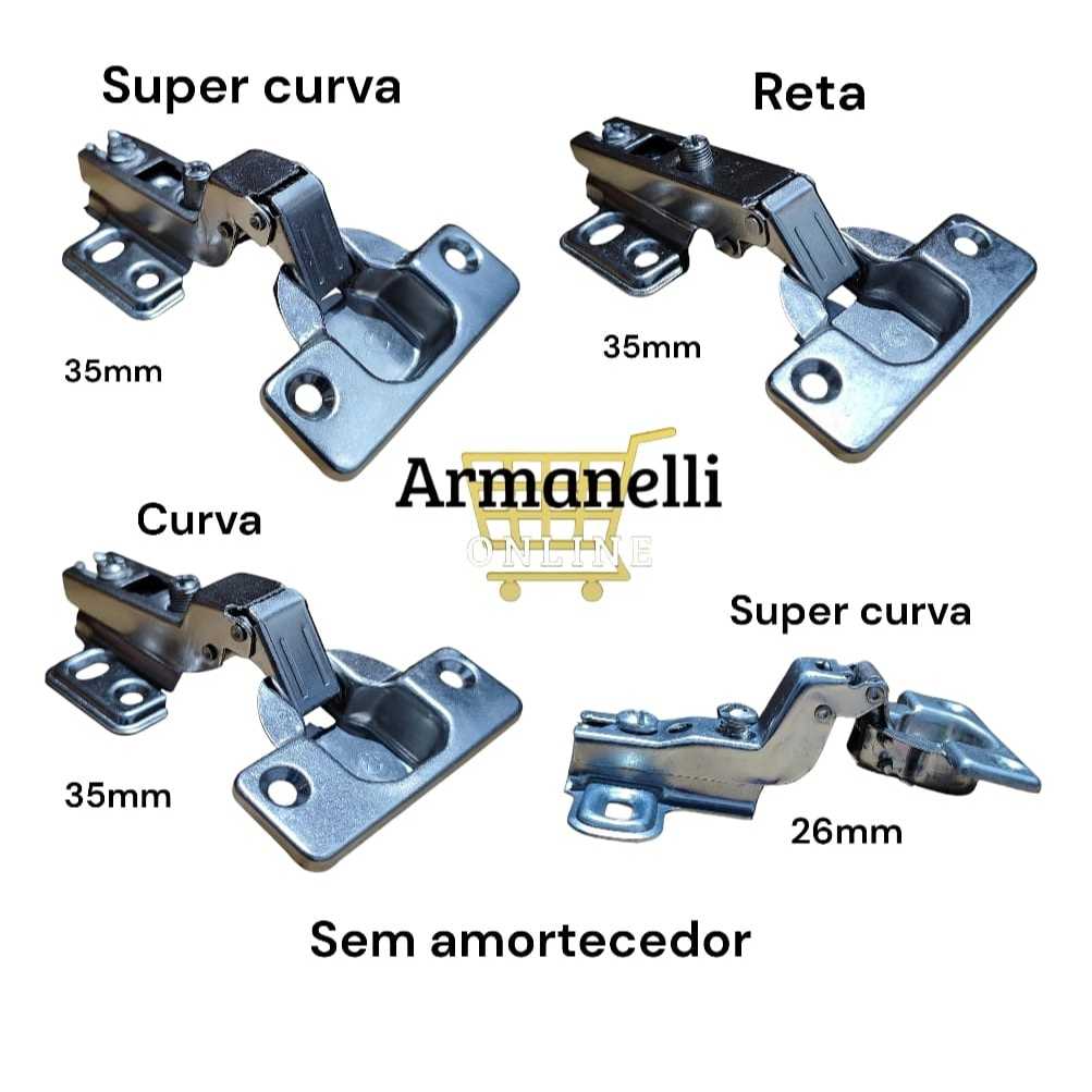 Kit 04 Dobradiça De Pressão Para Armários E Móveis De 26/35MM Curva/Reta/Super curva em Oferta na Shopee