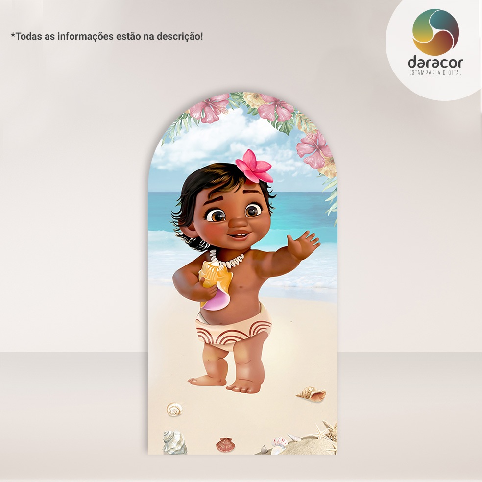 Capa Para Painel Princesa Havaiana Baby Tam Diversos Retangular c/overloque e Romano c/ elástico FACE ÚNICA - R02