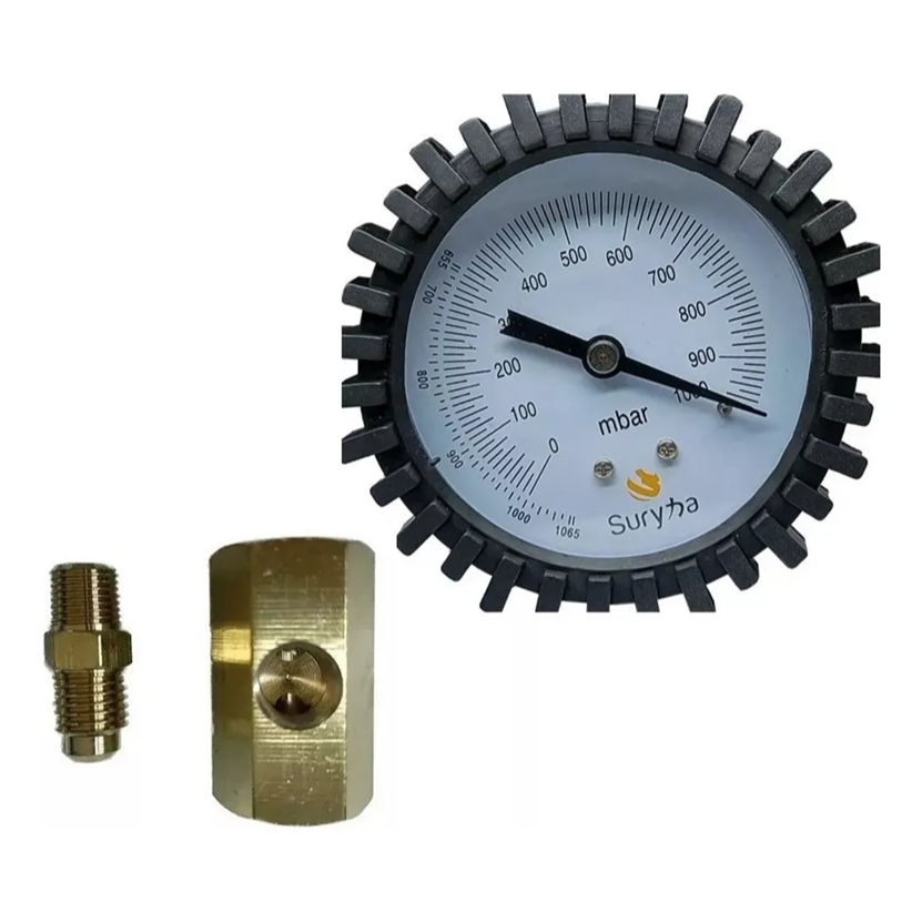 Vacuômetro Analógico Com Adaptador Suryha Para Bomba Vacuô