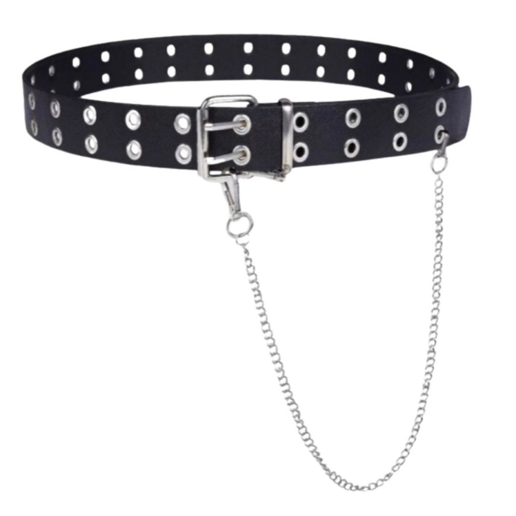 Cinto ilhós duplo punk rock +corrente kawai kpop casual moderno tendência em Oferta na Shopee
