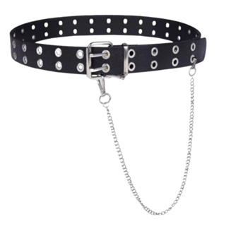 Cinto ilhós duplo punk rock +corrente kawai kpop casual moderno tendência em Oferta na Shopee