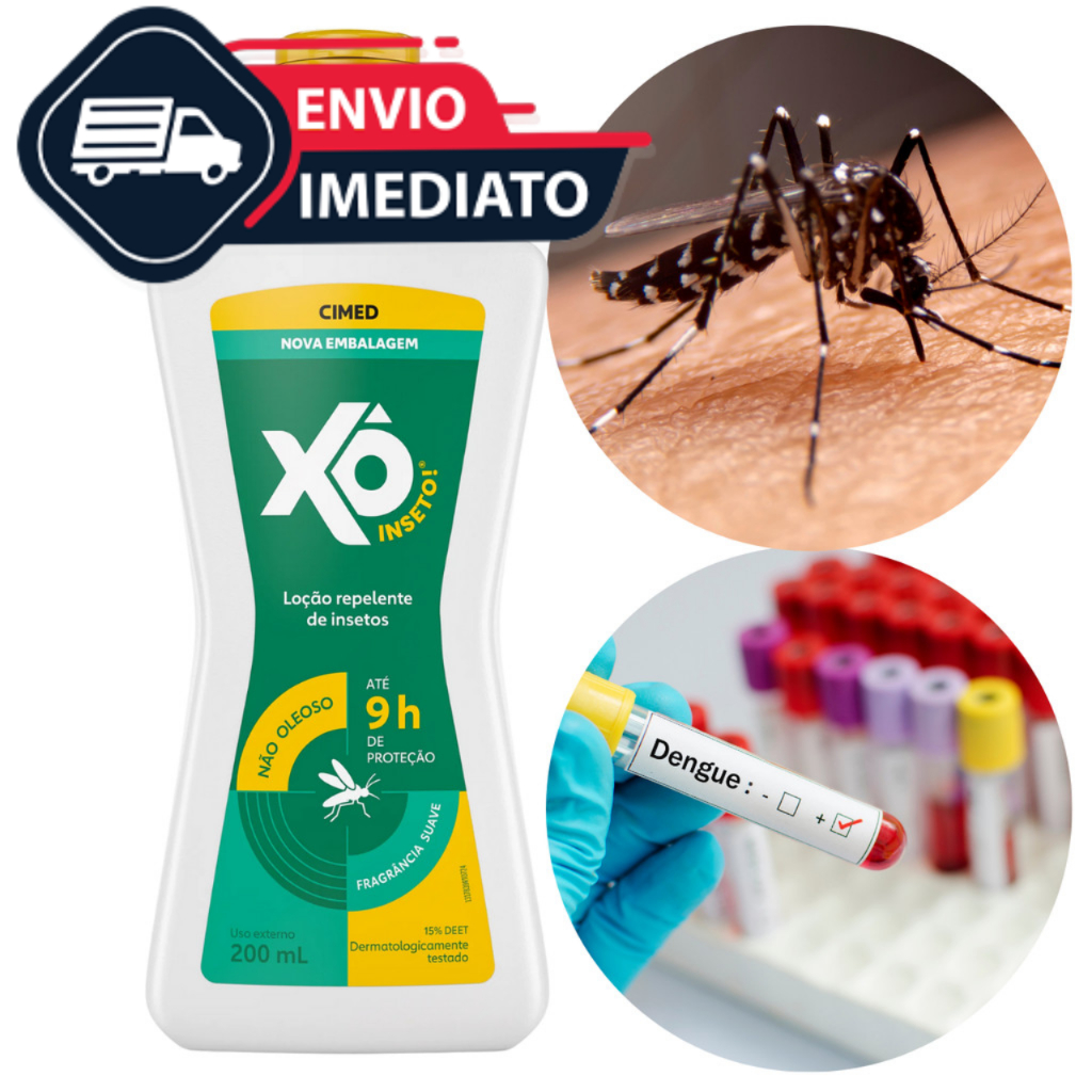 Repelente XO Inseto Loção 200ml DEET 9h Repelente Mosquito Proteção Não Oleoso Adulto Original