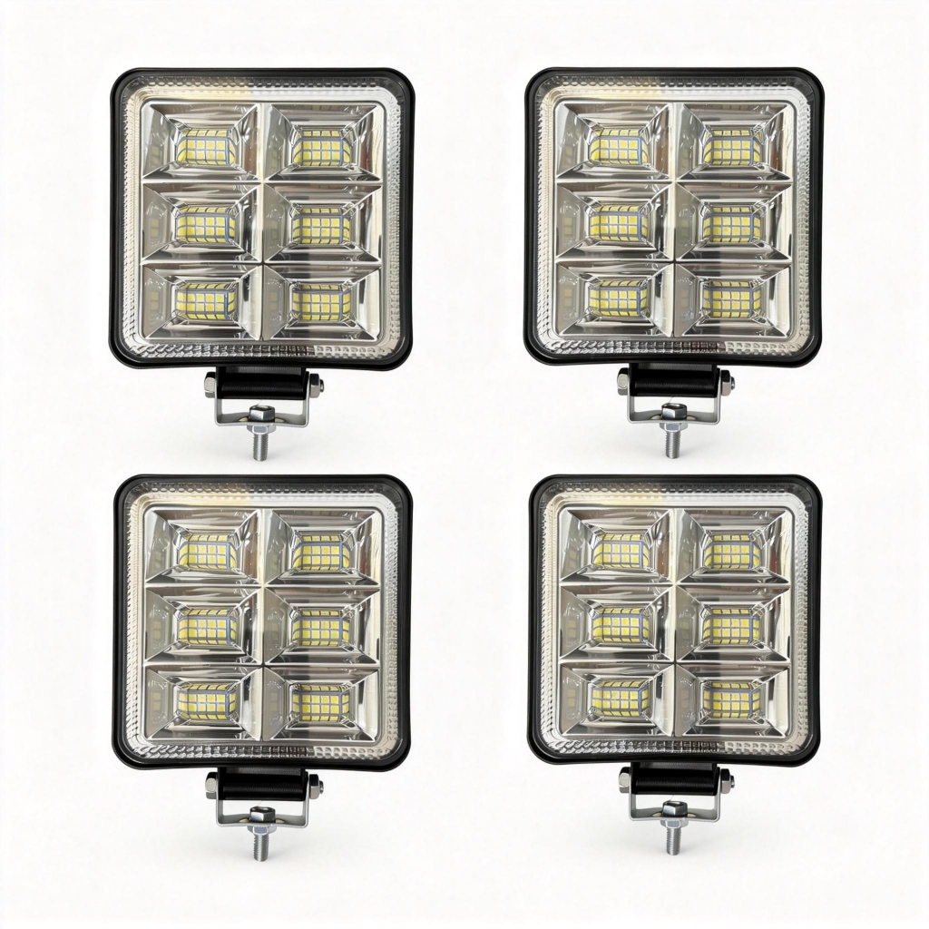 Kit 4 Farol Led Quadrado Milha 144w 48 Leds Jeep 12v24v em Oferta na Shopee