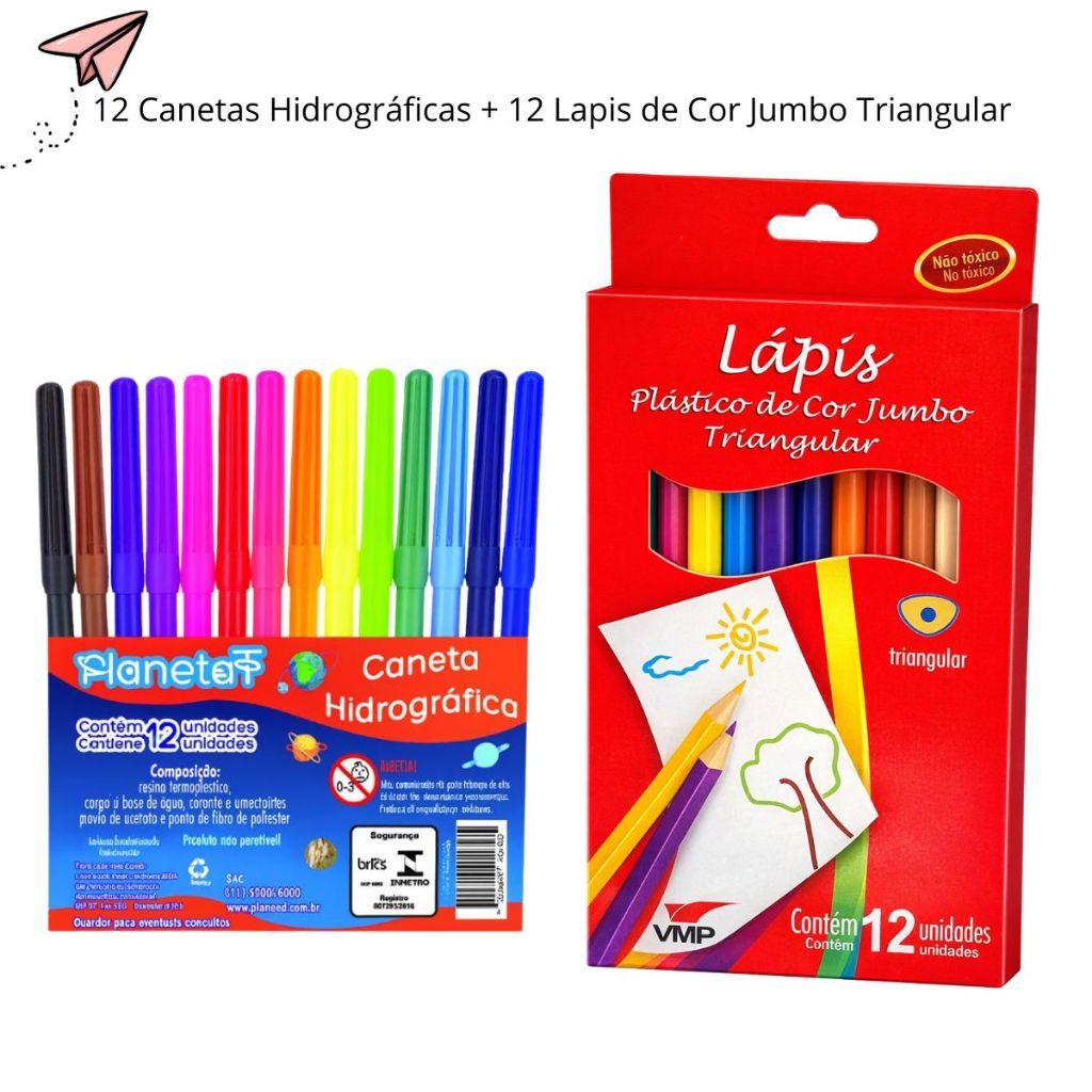 Lápis de Cor Jumbo Caneta Hidrocor Jumbo Grande Canetinha Lápis de Cor Material Escolar Infantil em Oferta na Shopee