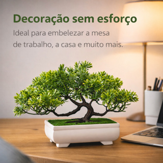 Árvore De Bonsai Artificial Em Vaso De Plantas Flores Verdes Falsas Para Decoração De Casa , Mesa De Escritório , Festa em Oferta na Shopee