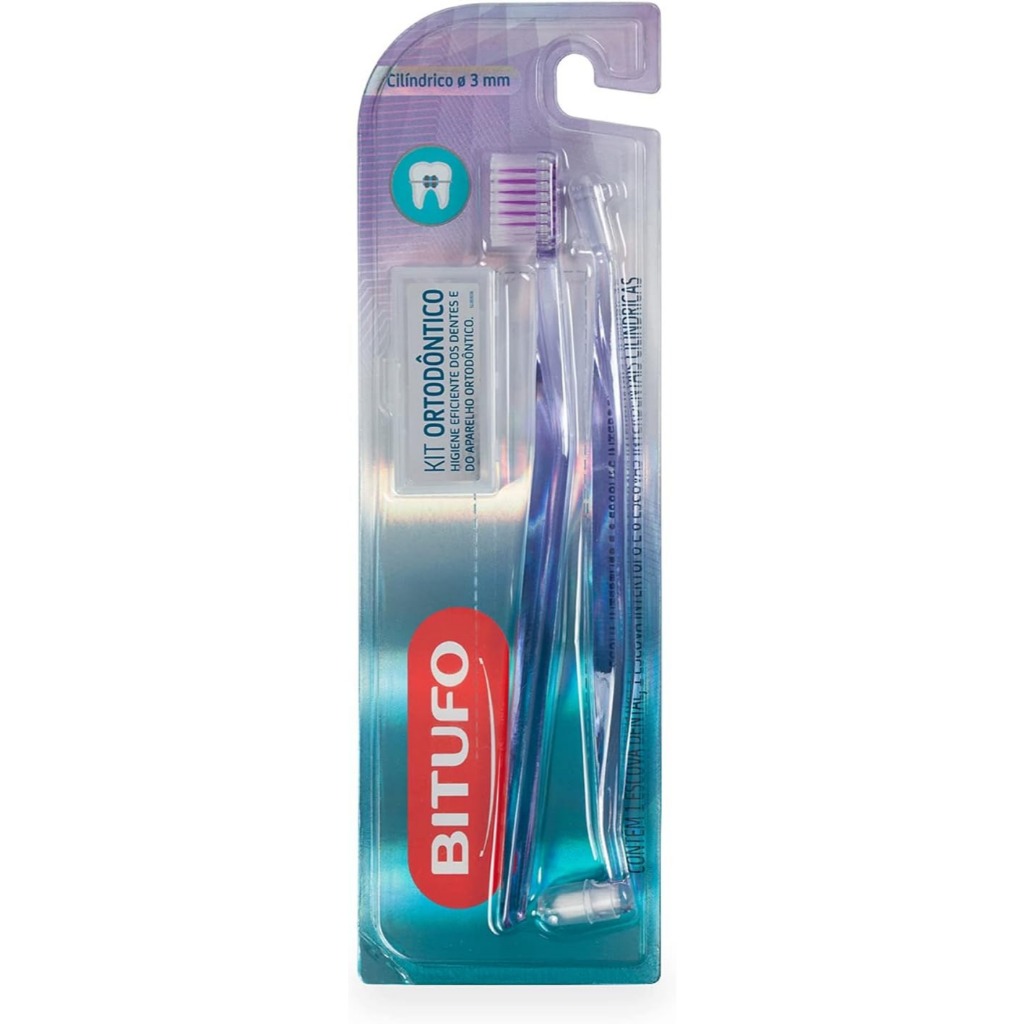 Kit Escovas Bitufo 1 Classe Ortodônticas 1 Intertufo e 6 Interdentais Cilindrica