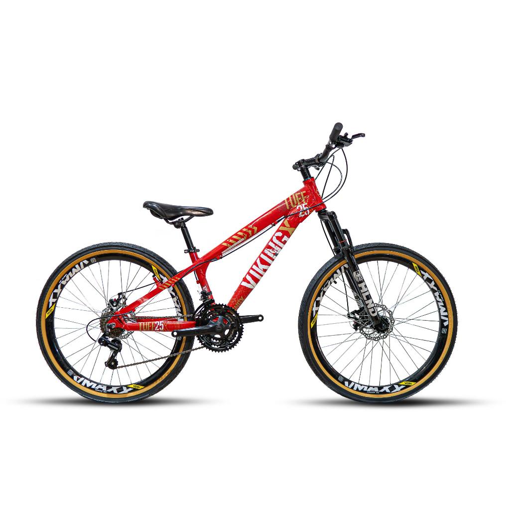 Bicicleta VikingX Tuff 25/30 Aro 26 Vmaxx Freio a Disco Cambios Shimanos 21V Vermelho Neon