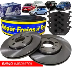 Kit Disco Freio Dianteiro Ventilado HF81 + Pastilha SYL1042 VW Fox Polo Golf SpaceFox 1999/2018
