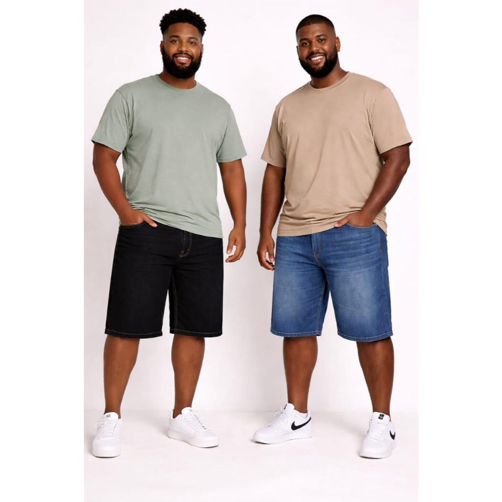 kit 4 Bermudas plus size jeans grande com elastano estica confortavel