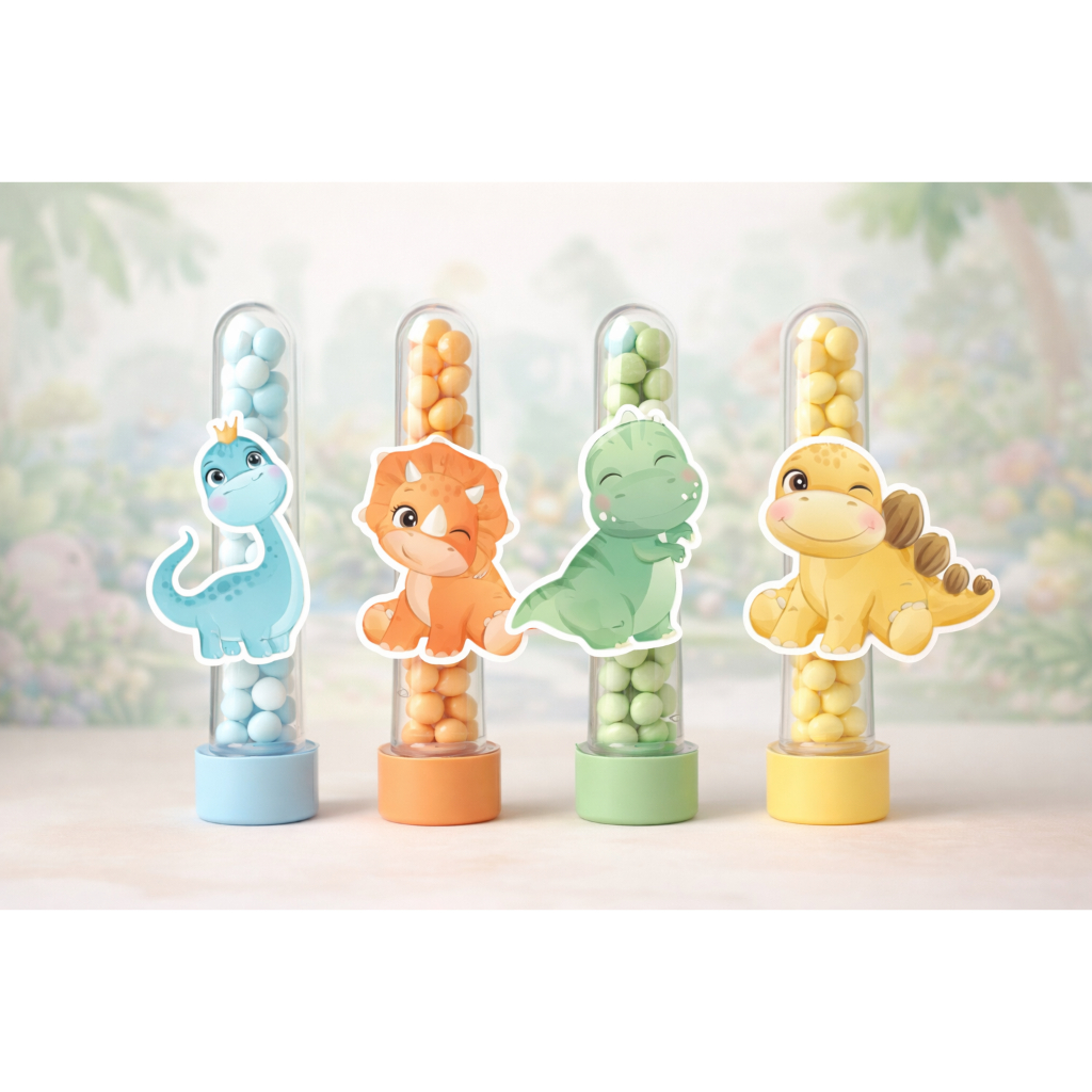 Aplique para Tubete Personalizado tema Dinossauro Baby- Lembrancinha de Festa Infantil