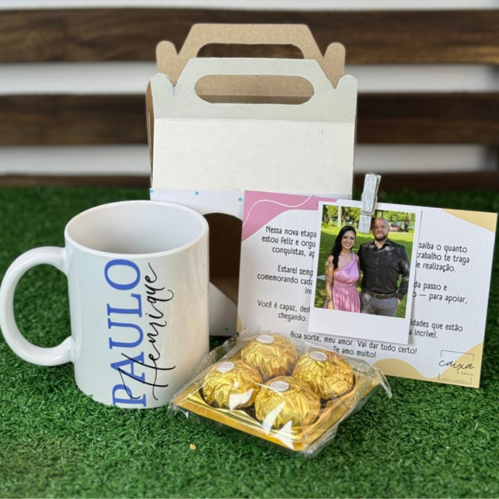 Envio Rápido  Kit Caneca com Nome +1 foto polaroid, Bombom e Caixinha para Presente, presente amiga, presente amigo