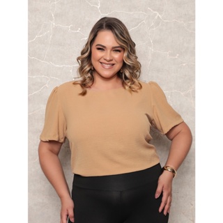ONLYONE - BLUSA PLUS SIZE FEMININA MANGA CURTA COM PREGAS DUNAS LEVE CONFORTAVEL - BLUSAS FEMININAS ELEGANTES GRANDE em Oferta na Shopee