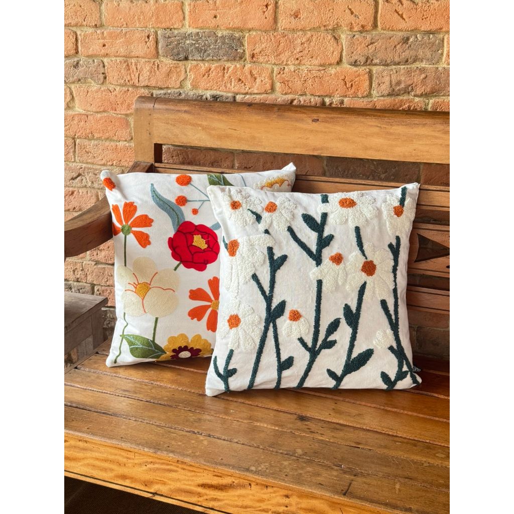 Capa de Almofada Bordada 45x45cm Artesanal Decoração Elegante para Sofá e Cama