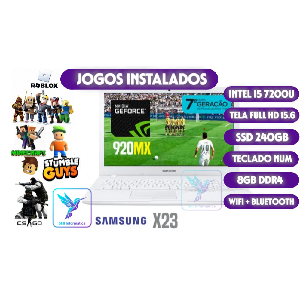 Notebook Gamer Samsung X23 | Intel Core I5 | Ssd240gb | 8GB DDR4 | Jogos já Instalados | Tela de 15.6 | Bluetooth wif