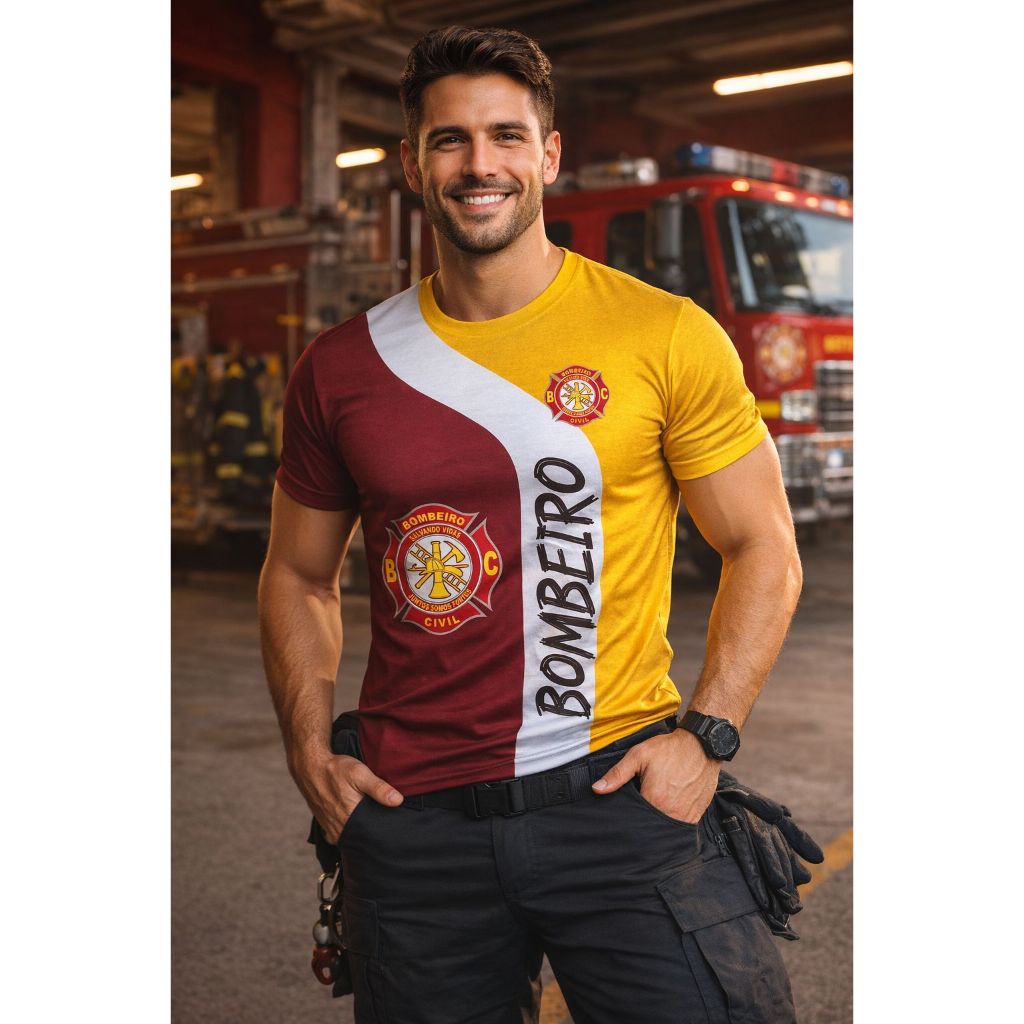 Camiseta Esportiva Bombeiros Bombeiro Civil Militar Personalizada Profissão com Nome Socorrista