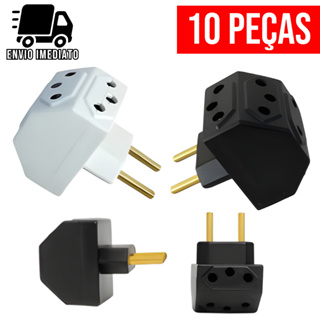 Adaptador de Tomada Benjamin Meia Lua Multiuso com 5 Entradas Bivolt 10A e 20A em Oferta na Shopee