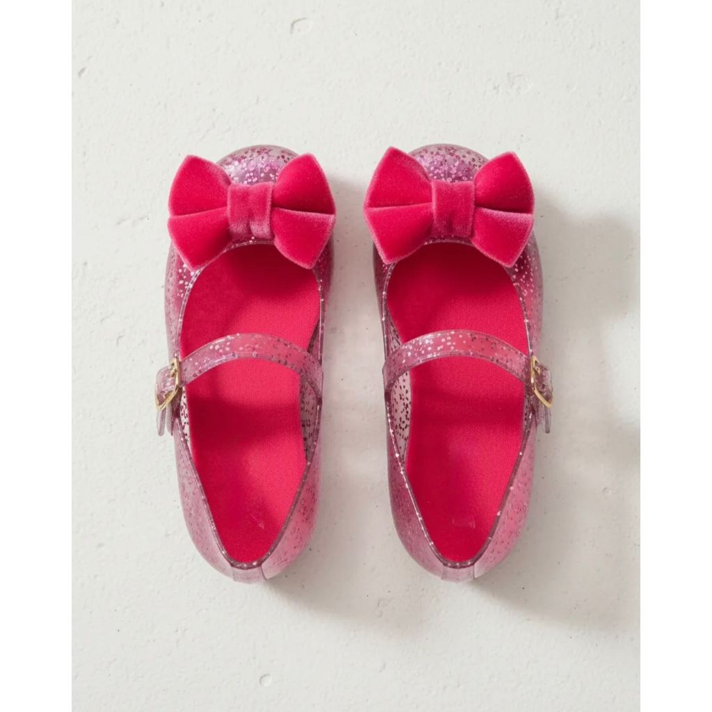 Sapatilha menina glitter laço veludo calçados infantil juju shoes
