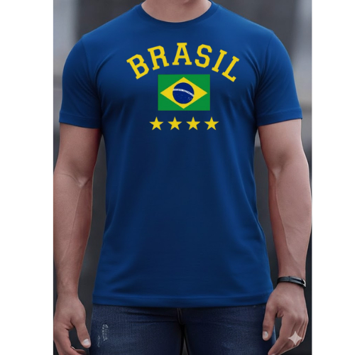 Blusa Camisa Masculina Brasil Copa Do Mundo 2026 Manga Curta Camiseta 100% Algodão Premium Adulto