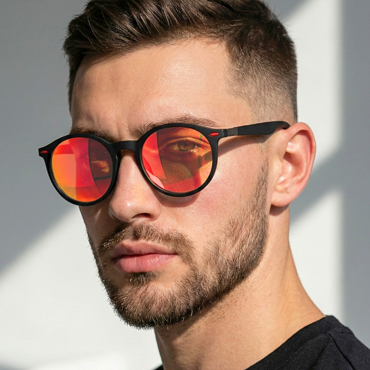 Óculos de Sol Redondo Vermelho Espelhado Premium Funk Steampunk Clássico uv400 Masculino Feminino em Oferta na Shopee