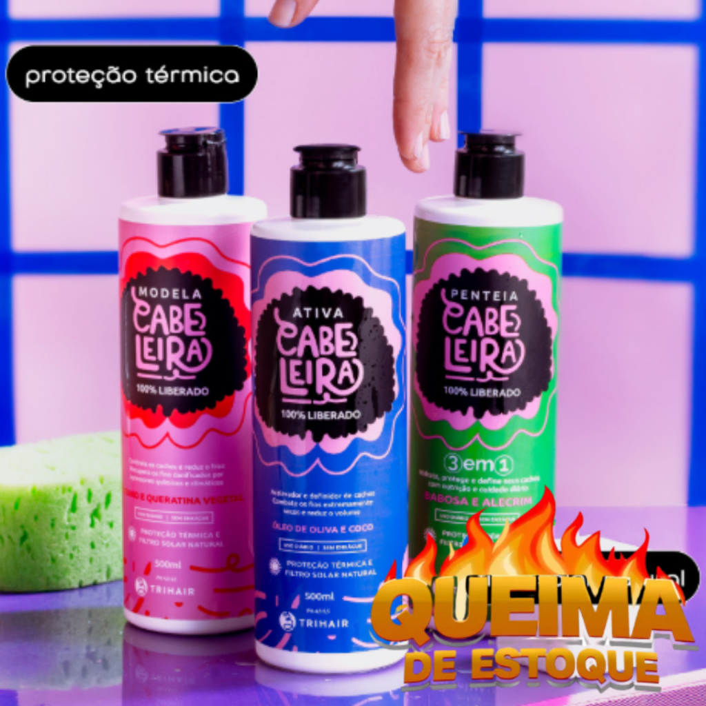 Linha Cabeleira Ativador Modelador e Creme Proteção Térmica em Oferta na Shopee