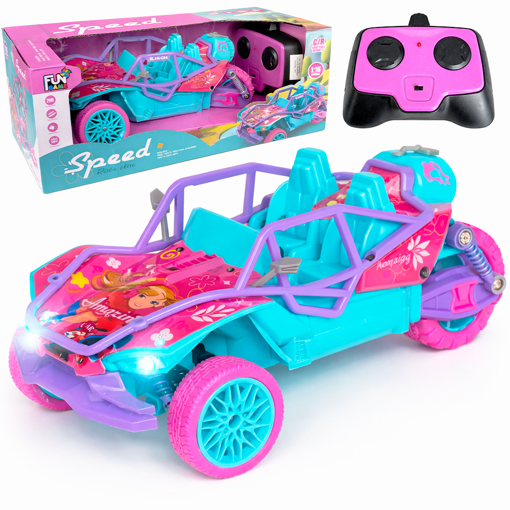Carrinho Controle Remoto Rosa Menina Conversível Speed em Oferta na Shopee