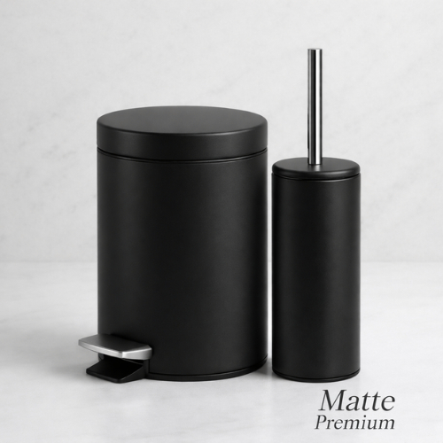 Kit Escova Sanitária + Lixeira Banheiro Preto Branca Cinza MATTE 3L e 5L Powermaid em Oferta na Shopee