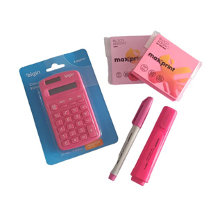 Kit Rosa Calculadora + Marca Textos + Blocos Adesivos em Oferta na Shopee