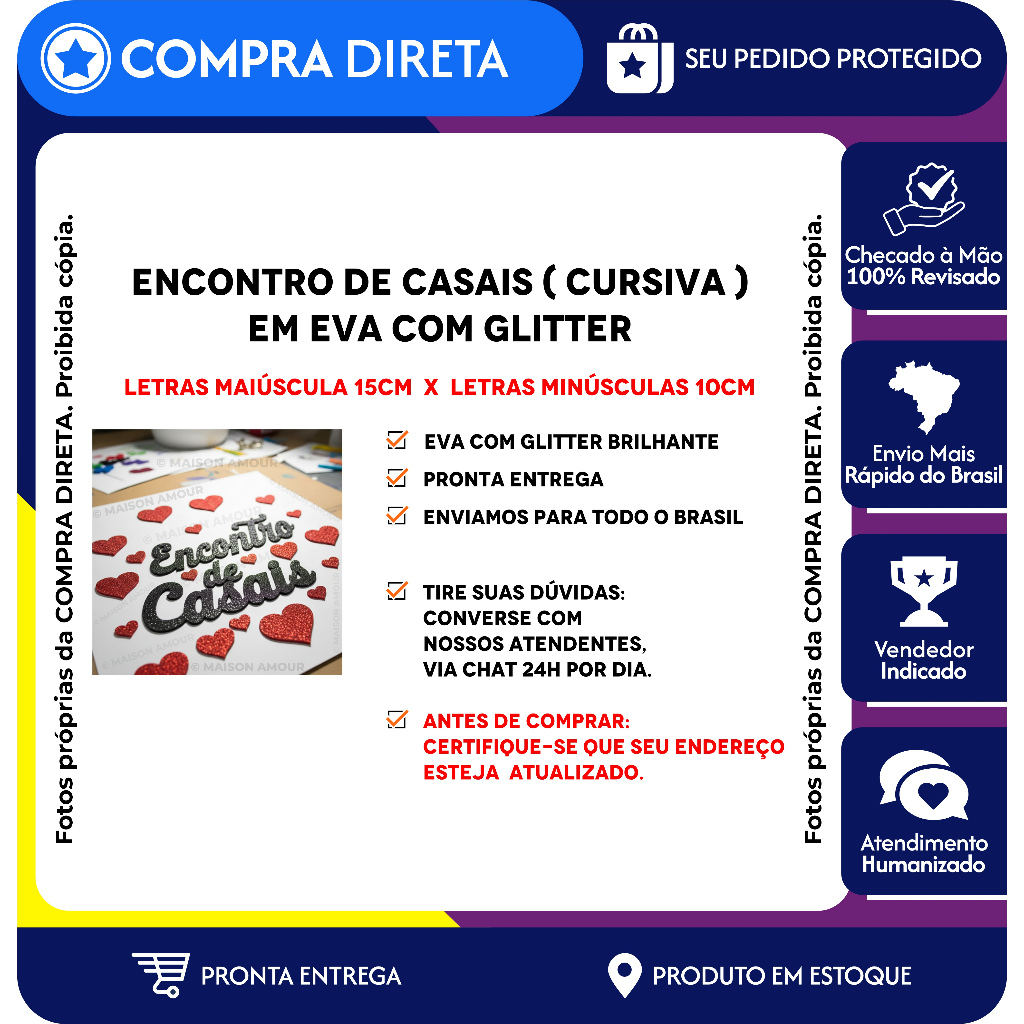 Detalhes do Escrita ENCONTRO DE CASAIS cursiva MAIS 18 CORAÇÕES EVA Glitter Rf 302 Decoração Festa Frase Sala