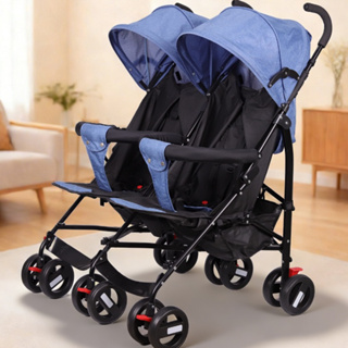 Carrinho De Bebê Duplo Para 2 Crianças Gêmeos Com Capota E Cinto Segurança 5 Pontos Resistente em Oferta na Shopee