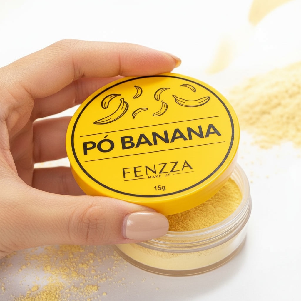 Pó Banana Facial Fenzza 15g – Sela a Maquiagem, Efeito Matte e Iluminação Natural