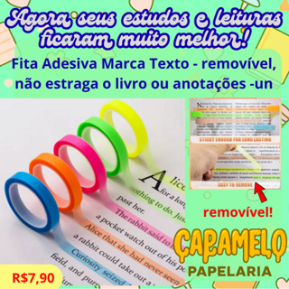 Fita Adesiva Marca Texto 5m - Removível - Fluorescente - UN em Oferta na Shopee