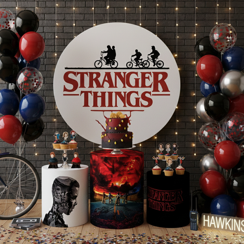 Kit Festa Capa Painel Redondo + Cilindros Strg Thng Decoração Serie Lançamento em Oferta na Shopee