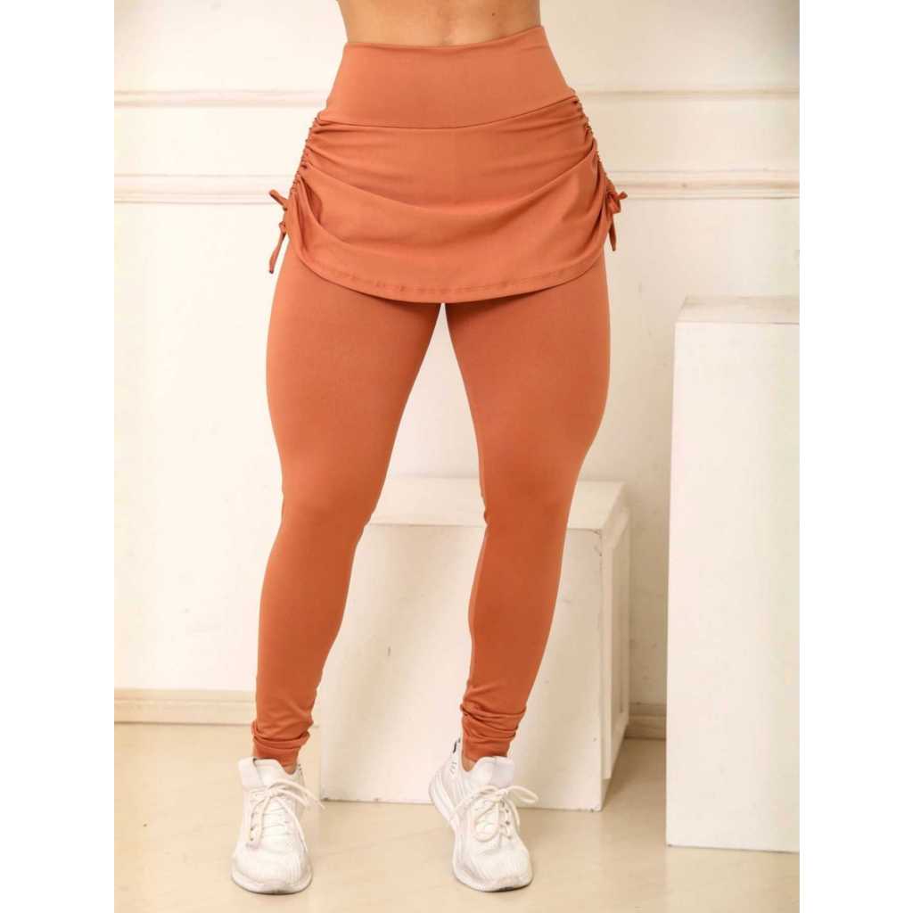 CALÇA LEGGING COM SAIA FEMININO GINASTICA ACADEMIA FITNESS