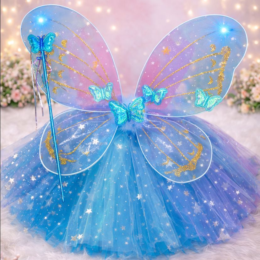 Kit Fada Saia + Tiara + Asa + Varinha Fantasia Festa Carnaval — imagem 2 de 2