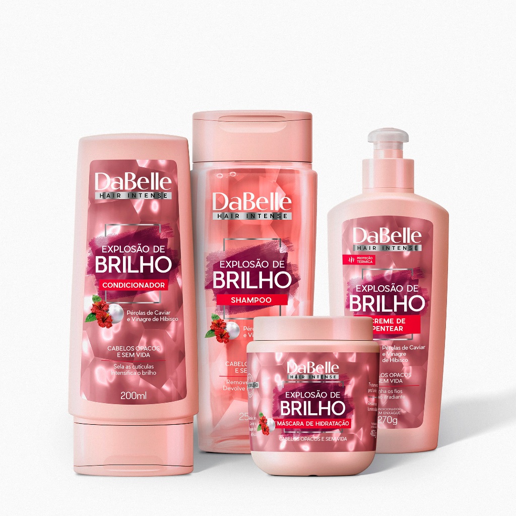 Kit Essencial Explosão de Brilho Dabelle Hair - 4 Produtos em Oferta na Shopee