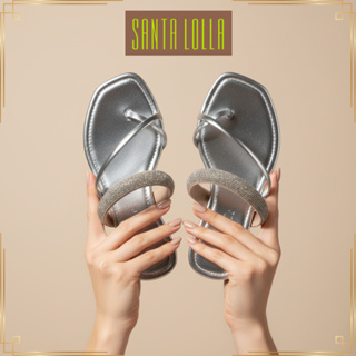 Rasteira Brilho Strass Cristal Prata - Bico Quadrado Dedo Confortável Sandália Feminina Lançamento em Oferta na Shopee